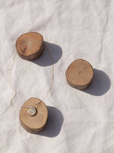 Cargar imagen en el visor de la galería, Collar oro caracola lisa de 19x16mm oro mate con cadena sencilla de 0,7mm bañada en oro y un largo de 37cm con extensión para diferentes medidas.