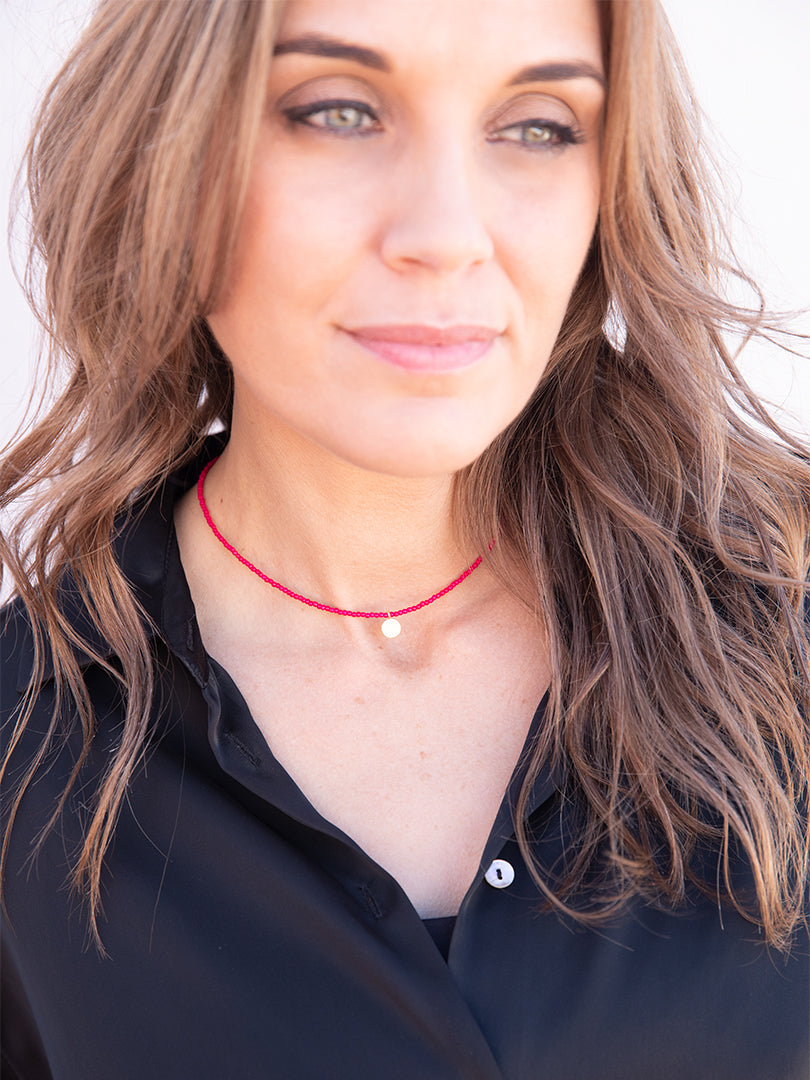 COLLAR ENARA FUCSIA ORO